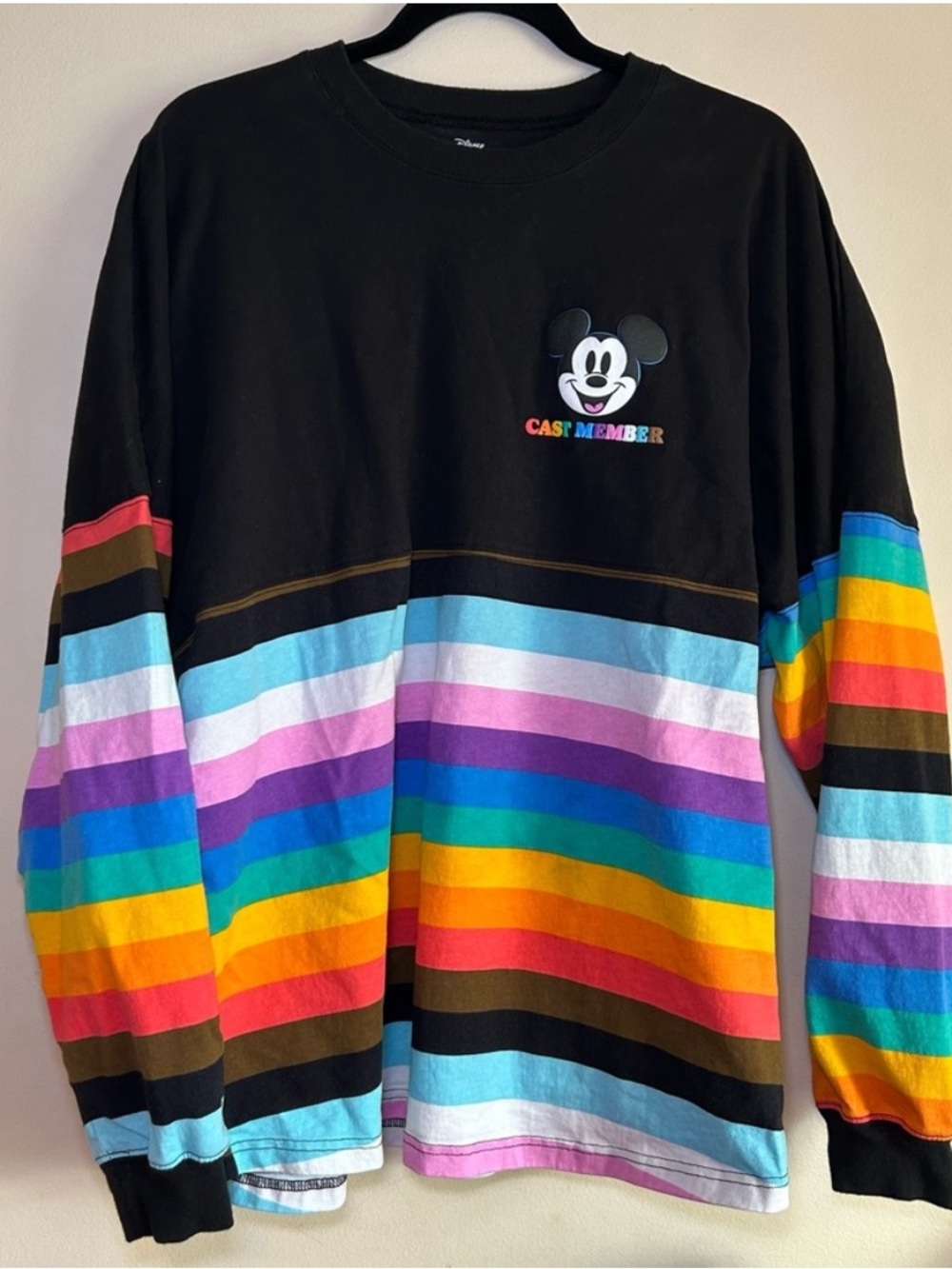 Disney Parks Pride Cast Member Spirit Jersey XL Rainbow Mickey LGBTQ Black Long